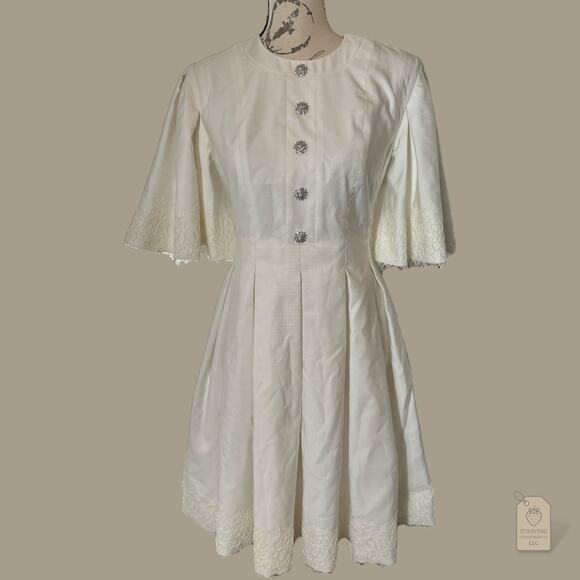 Huishan Zhang Jaime Dress | White Lace Pleated Mini | US 6 Designer RARE - Picture 2 of 7